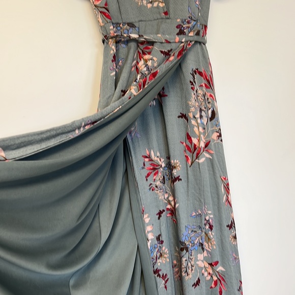 Lulus Fiorire slate blue floral day dress, size small - Picture 5 of 13